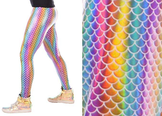 Holographic, Rainbow, Meggings, Leggings, Burning Man, Festival, Clothing, Men, Made in the USA, Revolver Fashion, Los Angeles.