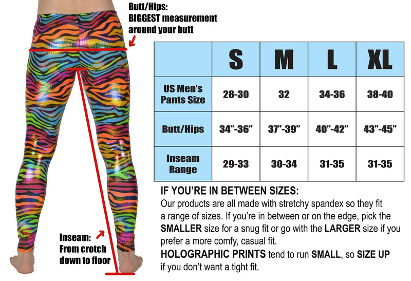 Dazzle Green: Holographic UV Blacklight Reactive Meggings - Abstract Trippy Tribal Print Mens Leggings