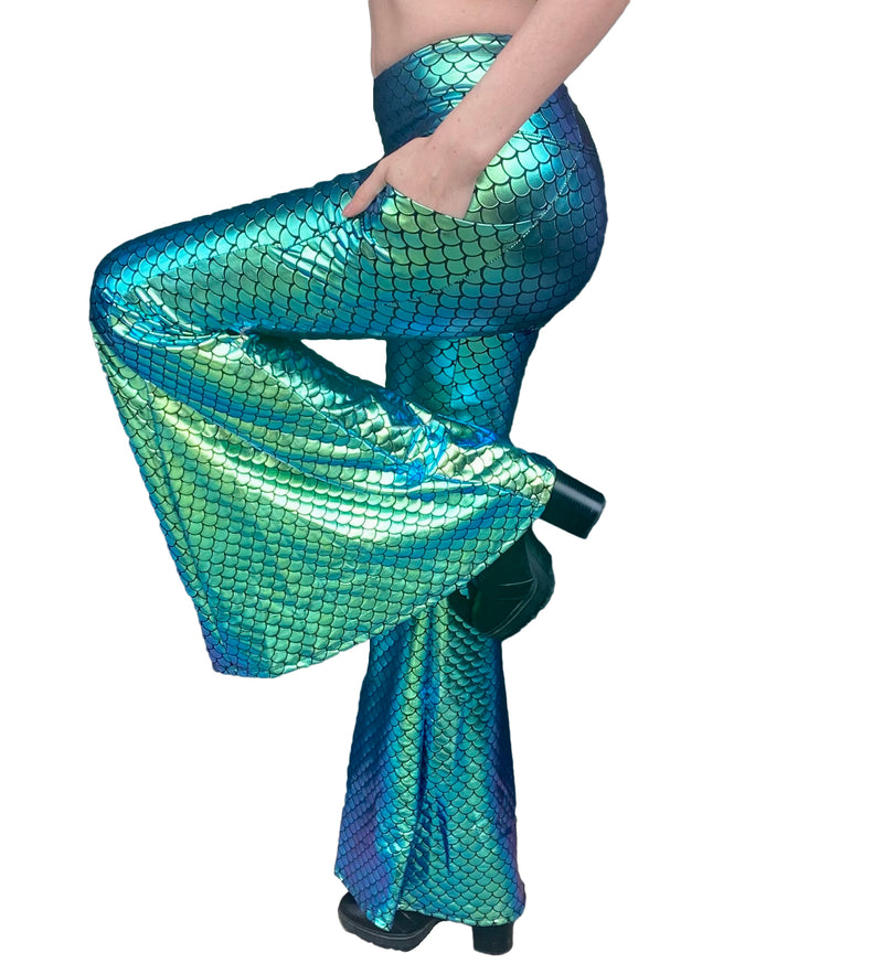 2 Pocket Women's Green Mermaid Holographic Super Bells - Mesmerizing Mermaid - Little Mermaid Costume - Ariel Costume