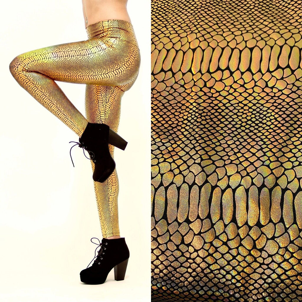 Holographic Gold Snake Print High Waisted Women's Leggings: Snake Skin –  Funstigators