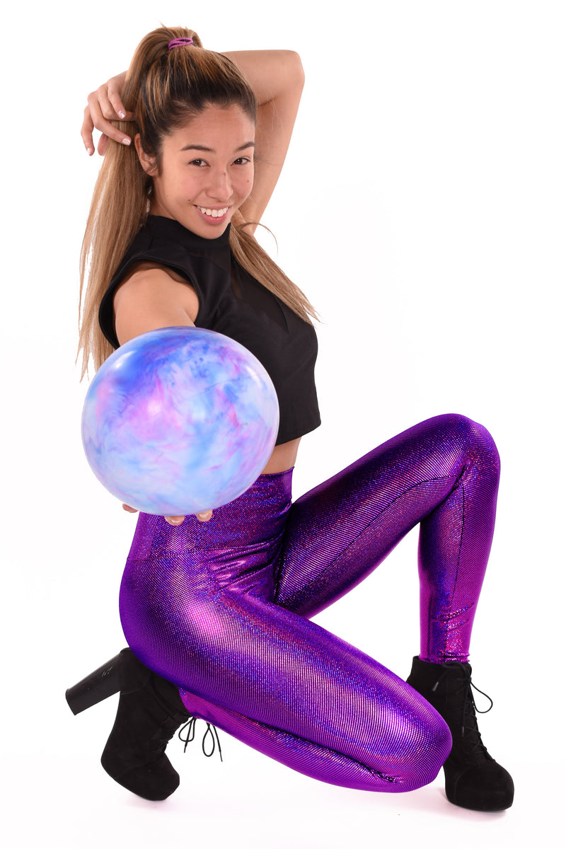 Women's Sparkle Purple Holographic Leggings: Amazing Amethyst