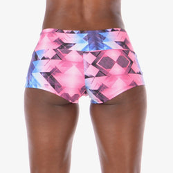 Women's Athletic Pink & Blue Brazil Geo Booty Shorts -  Geometric Shorts