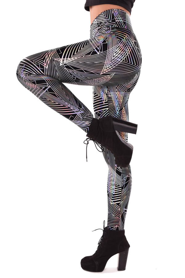 Women's Disco Daze Black Holographic Leggings