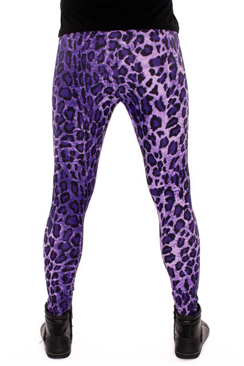 Leopard Purple Animal Print Meggings - Mens Party Leggings – Funstigators