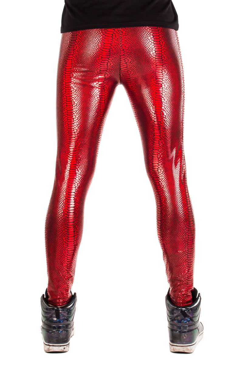 Snake Red: Iridescent Ruby Red Snake Skin Meggings - Men's Leggings & –  Funstigators