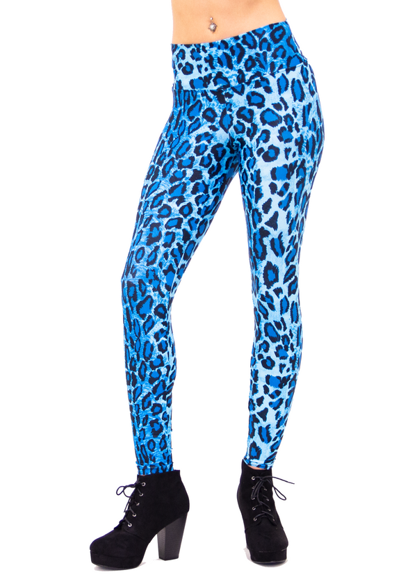 blue, leopard print, leopard, animal print, costume, music festival, womens leggings, cute, sexy, clothing legging, made in usa, revolver fashion, coachella, burning man, outfit, spandex
