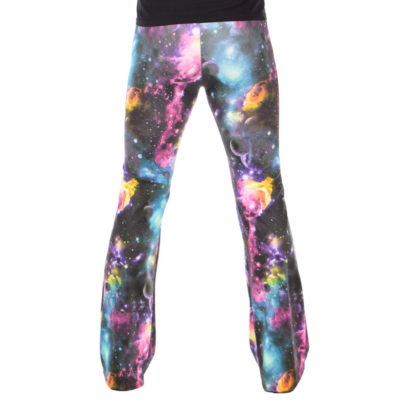 Space: UV Reactive Psychedelic Space Flares - Mens Bell Bottom Festival Clothing