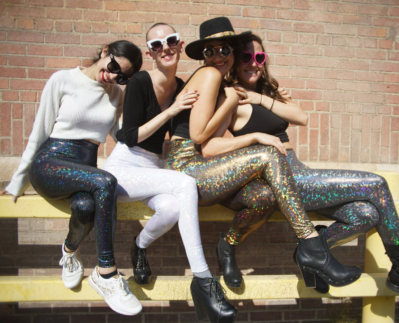 Women's Disco White Leggings: Holographic - White Party