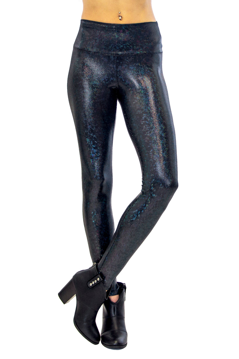 Women's Disco Black Holographic Leggings
