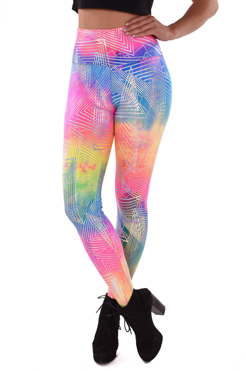 Women's Rainbow Daze Leggings: UV Reactive & Holographic