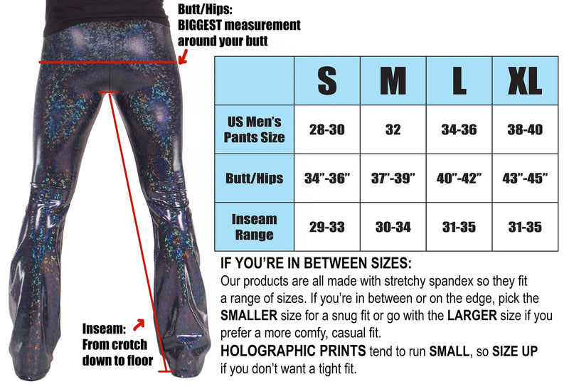 4 Pocket Space UV Flare Pants // Black Light reactive // Mens UV Galaxy Bell Bottoms